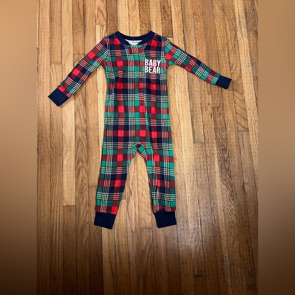 Dearfoams 18M Plaid Baby Bear Holiday Sleeper NWOT
